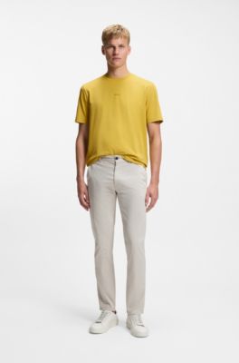 Camiseta de algod&oacute;n el&aacute;stico con logo en contraste, Amarillo