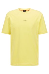 Relaxed-fit T-shirt in stretch cotton with logo print, Yellow