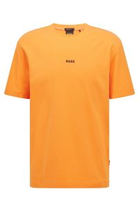 Relaxed-fit T-shirt in stretch cotton with logo print, Orange