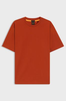 T-shirt i bomullsstretch med tryckt logga, Orange