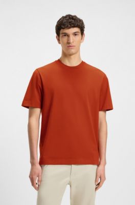 T-shirt i bomullsstretch med tryckt logga, Orange