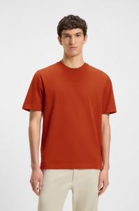 Relaxed-fit T-shirt in stretch cotton with logo print, Orange