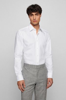 New Hugo Boss mens tailored line selection slim fit white cotton business shirt 