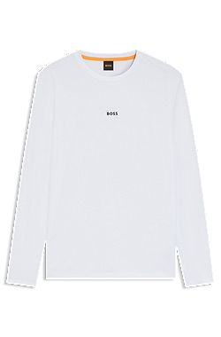 Long-sleeved T-shirt in stretch cotton with logo print