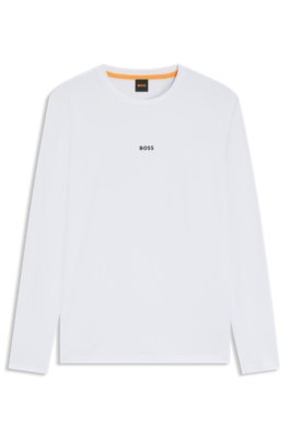 Long-sleeved T-shirt in stretch cotton with logo print