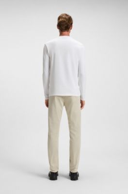 Maglia a maniche lunghe in cotone elasticizzato con logo stampato, Bianco