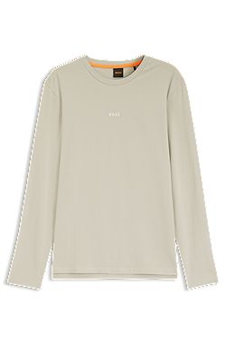 Long-sleeved T-shirt in stretch cotton with logo print
