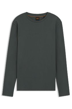 Long-sleeved T-shirt in stretch cotton with logo print