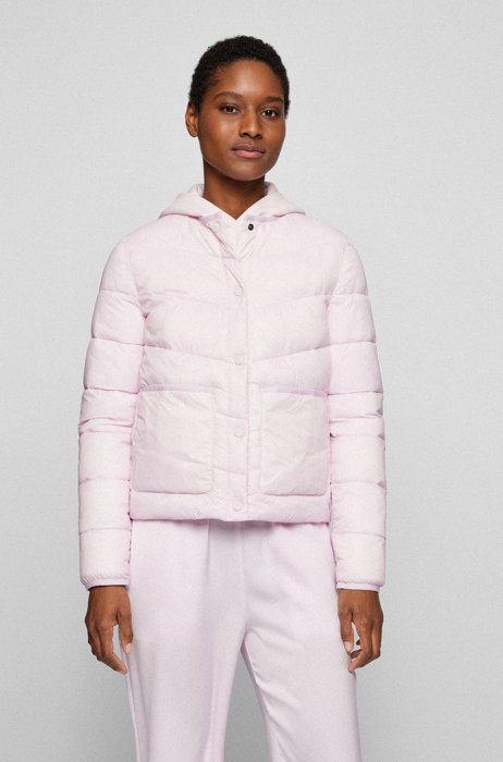 쉐브론 퀼팅 방수 재킷, 라이트 핑크
