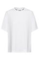 Cotton-jersey crew-neck T-shirt with logo collar, White