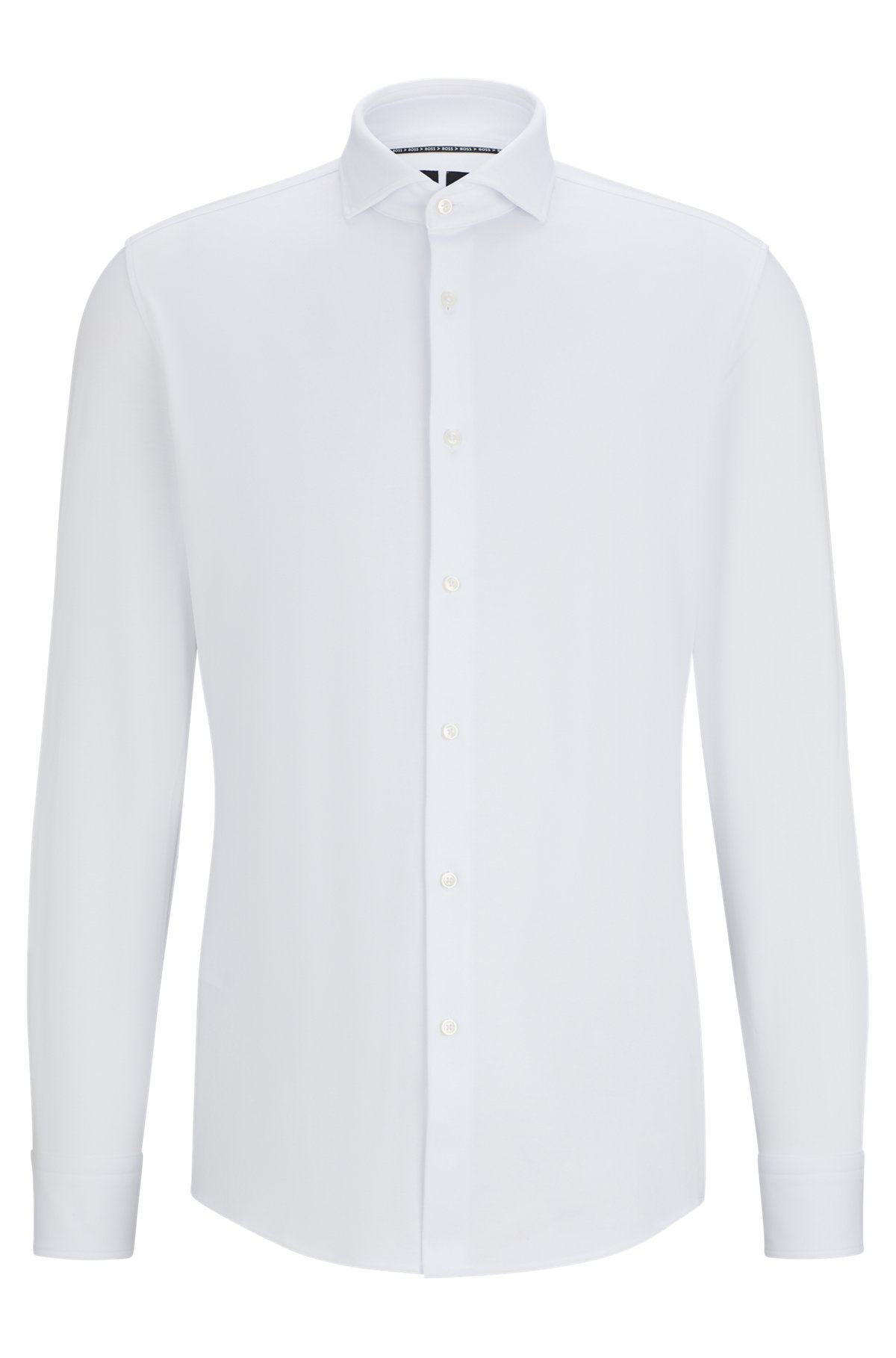 Slim-fit shirt in structured performance-stretch jersey, White