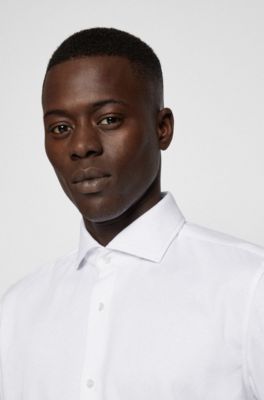 BOSS Slimfit shirt in structured performancestretch jersey