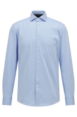 BOSS - Slim-fit shirt in structured performance-stretch jersey