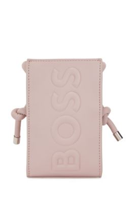 HUGO BOSS Femme Accessoires Coques high-tech Téléphones Étui pour téléphone en cuir avec monogramme et bandoulière chaîne 