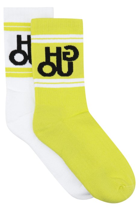 Two-pack of quarter-length socks with logo, Yellow
