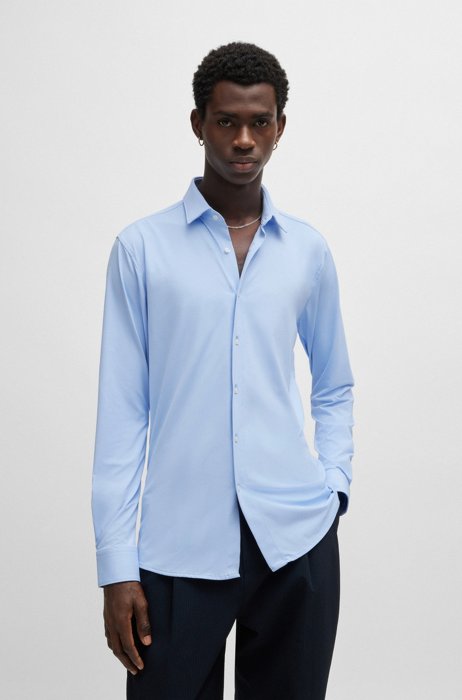 Extra-slim-fit shirt in performance-stretch jersey, Light Blue
