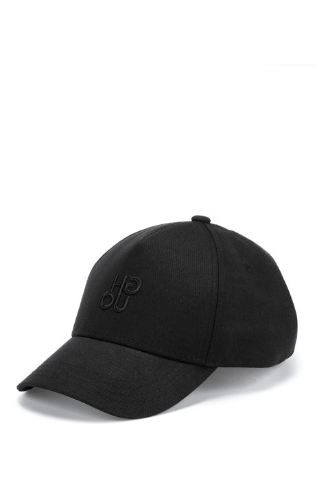 Cotton-twill cap with stacked logo, Black
