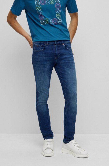 Skinny-Fit Jeans aus blauem Super-Stretch-Denim, Blau