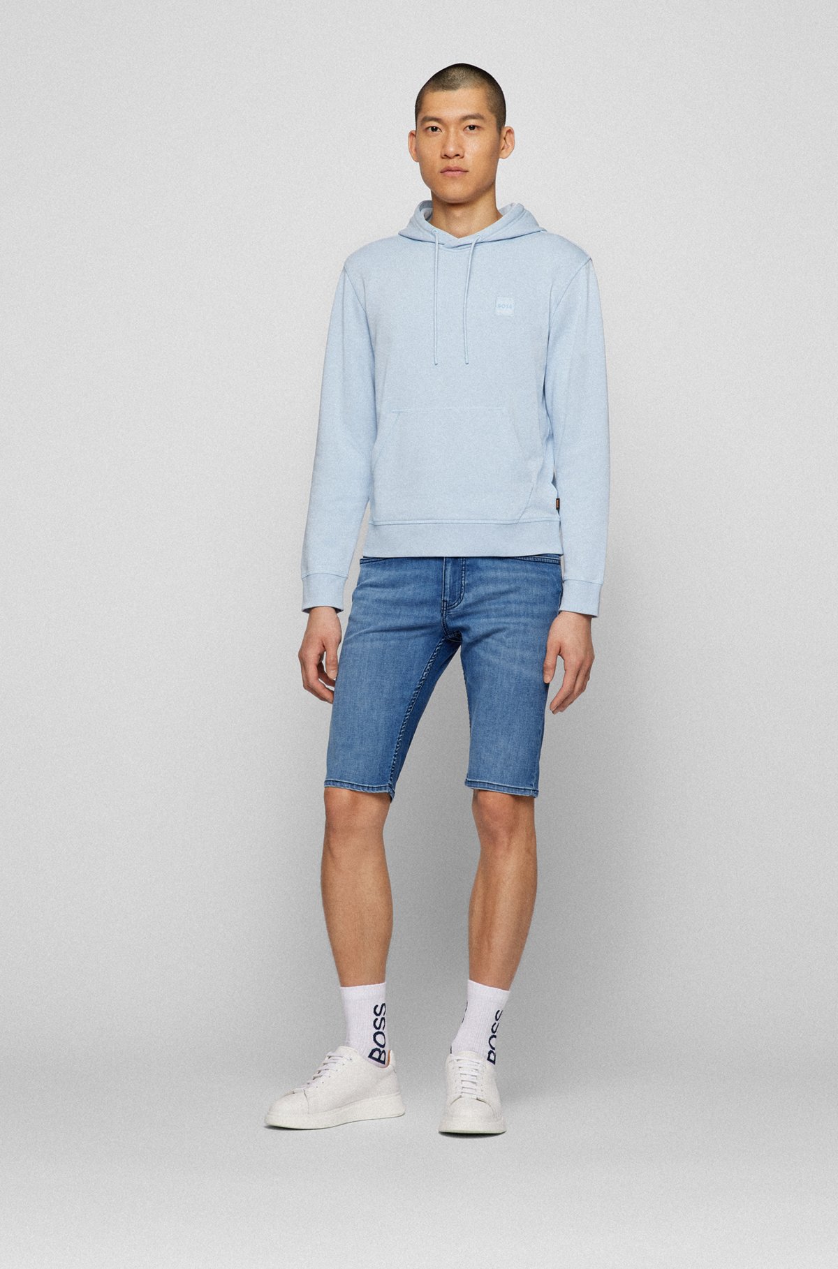 Tapered-fit shorts van blauw super-stretchdenim, Blauw
