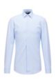 Slim-fit shirt in striped performance-stretch jersey, Blue
