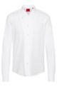 Slim-fit shirt in cotton jersey piqué, White