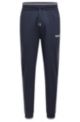 Cotton-blend tracksuit bottoms with contrast inserts and logo, Dark Blue