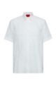 Camisa relaxed fit en tejido transparente con logo estampado, Blanco