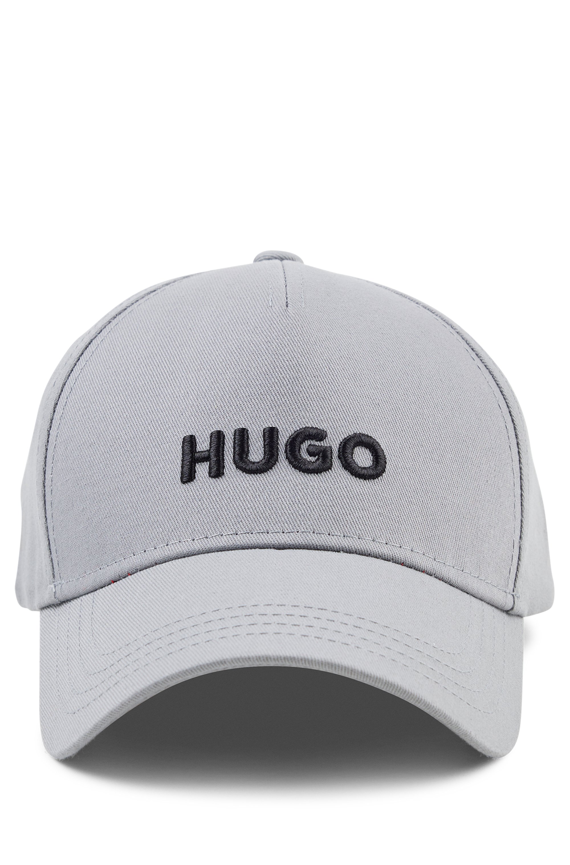 Cotton-twill cap with embroidered logo, Silver