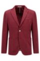 Slim-fit jacket in cotton and linen, Dark Red