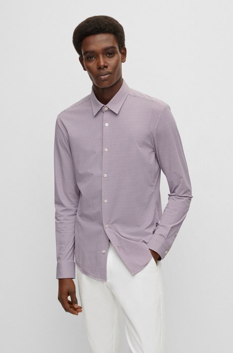 Slim-fit shirt in stretch jersey, Pink