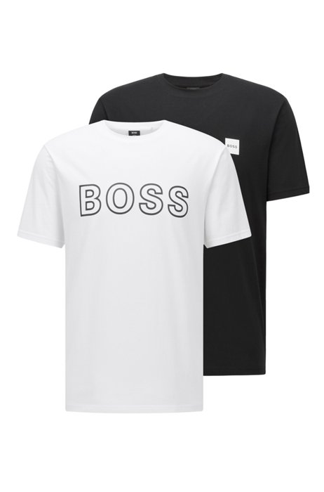 Two-pack of branded cotton T-shirts, White / Black