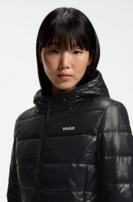 Hugo Water-repellent hooded puffer jacket with logo print dunjackor dam – bild 3