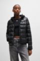 Water-repellent puffer jacket with logo print, Black