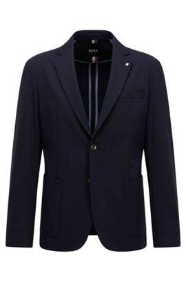 Hugo Boss C-Huge1S Wool Two Button Suit Jacket Men’s Slim fit Blazer Dark Royal Blue Sport Coat by Hugo 
