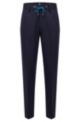 Slim-fit trousers in interlock jersey with drawcord waistband, Dark Blue