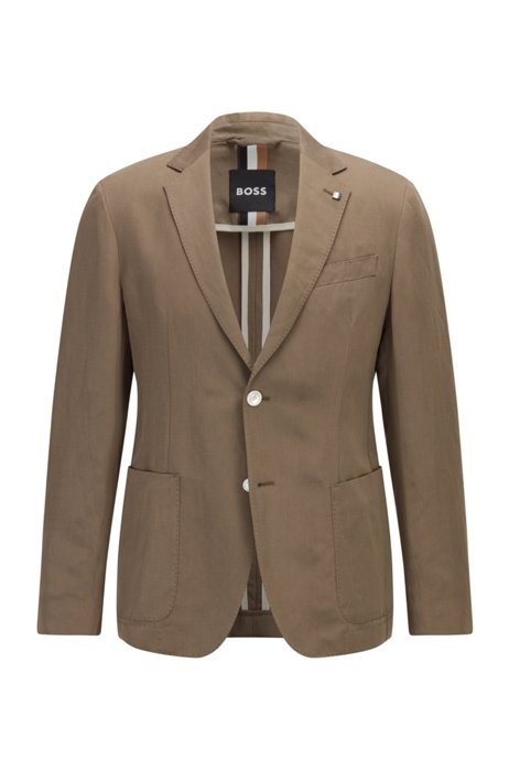 Slim-fit jacket with signature-stripe lapel pin, Brown