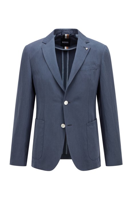 Slim-fit jacket with signature-stripe lapel pin, Dark Blue