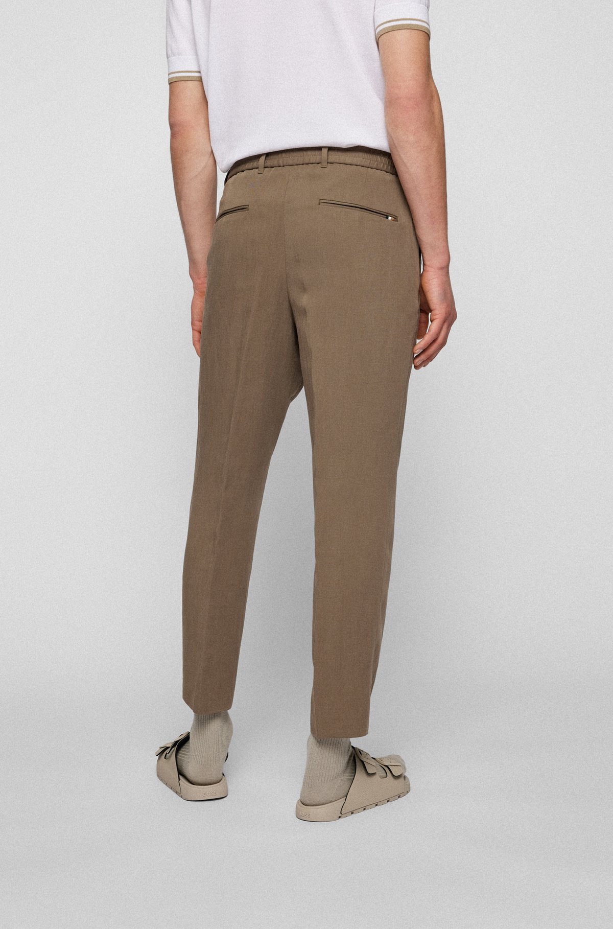 Tapered-fit trousers with drawstring waist, Light Green