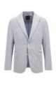 Slim-fit jacket in a double-faced linen blend, Blue