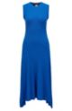 Slim-fit sleeveless dress in ribbed fabric, Blue