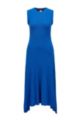 Ärmelloses Slim-Fit Kleid aus geripptem Material-Mix, Blau