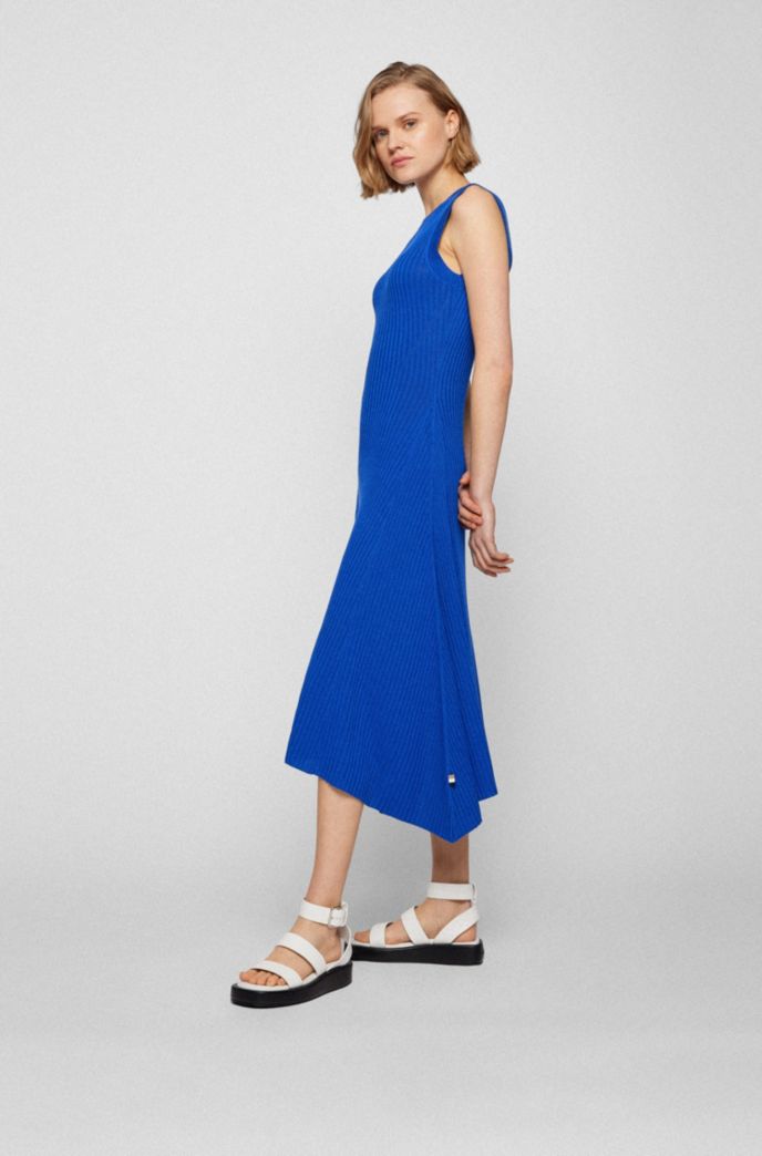 blue ribbed dress zara