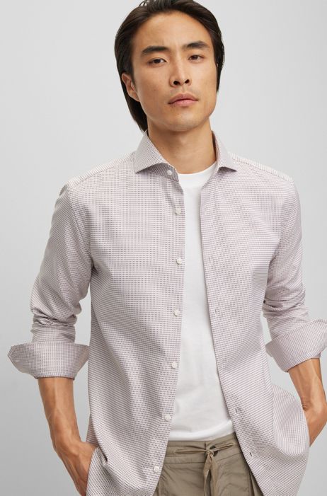 HUGO BOSS Uomo Abbigliamento Camicie Camicie eleganti Camicia slim fit in cotone lavorato no stiro 