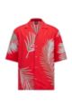Regular-fit overhemd met korte mouwen en bladprint, Rood