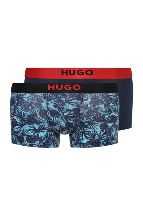 Two-pack of logo-waistband trunks in stretch cotton, Light Blue