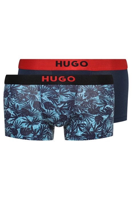 Two-pack of logo-waistband trunks in stretch cotton, Light Blue