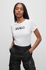 Slim-fit logo T-shirt in cotton jersey, White