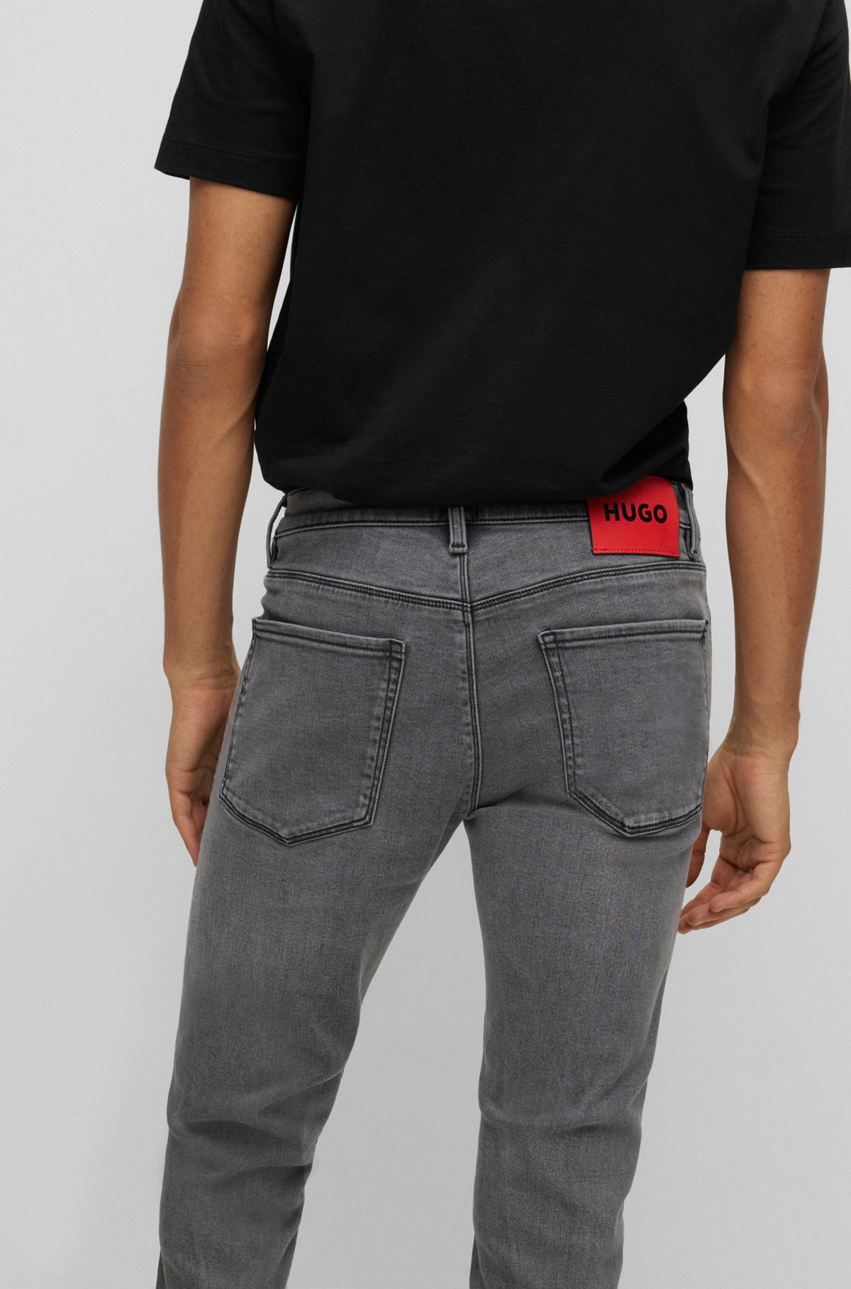 HUGO - Extra-slim-fit jeans in mid-gray