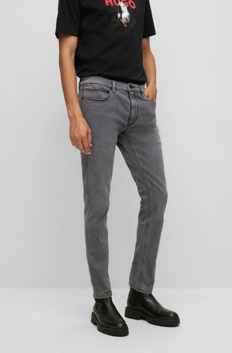 BOSS by HUGO BOSS Graue Slim-Fit Jeans aus leichtem Denim in Grau für Herren Herren Bekleidung Jeans Enge Jeans 