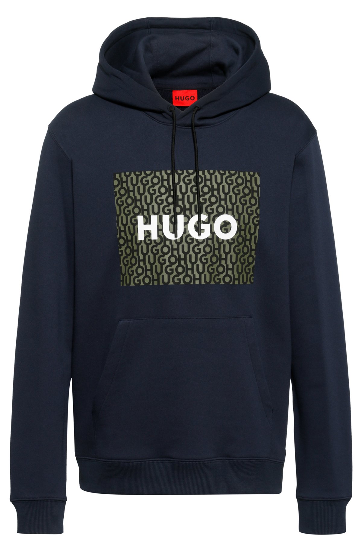 HUGO - Relaxed-fit hoodie in French terry with logo print